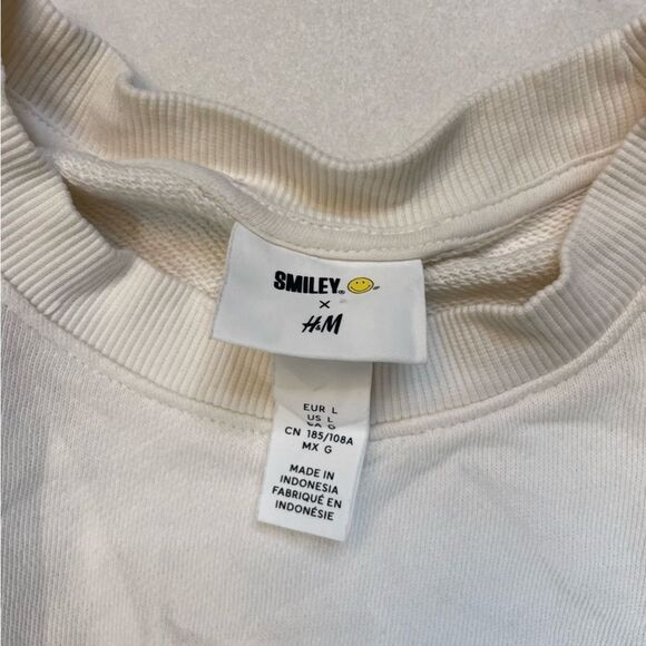 H&M Smiley Graphic Crewneck Swweatshirt Women Large - Picture 4 of 5